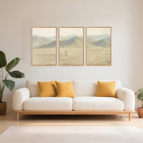CHDITB 3Pcs Jesus with Lamb Landscape Framed Canvas Wall Art 24x36 Inch - color: Jesus Leaves The 99 Parable of The Lost Sheep, size: 24"L x 36"W