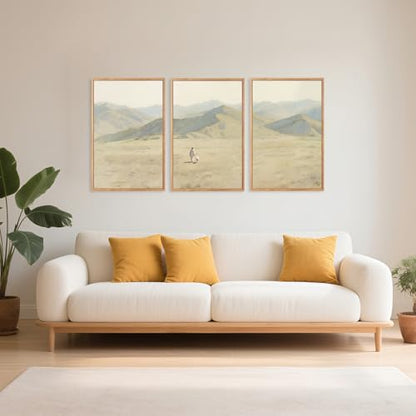 CHDITB 3Pcs Jesus with Lamb Landscape Framed Canvas Wall Art 24x36 Inch - color: Jesus Leaves The 99 Parable of The Lost Sheep, size: 24"L x 36"W