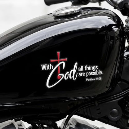 Premium with God All Things are Possible Car Decal Christian Cross Vinyl Sticker Waterproof Bible Verse Car Window Bumper Truck Religious Faith Gift for Women Mom 6.3 x 5.1 Inches