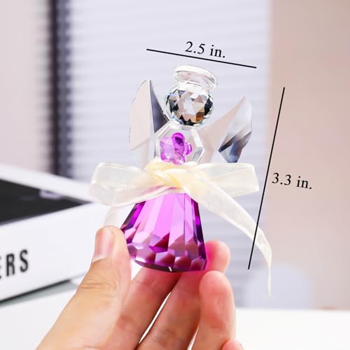 YWHL Purple Crystal Angel Figurine, Glass Guardian Angel Gifts for Women - color: Purple