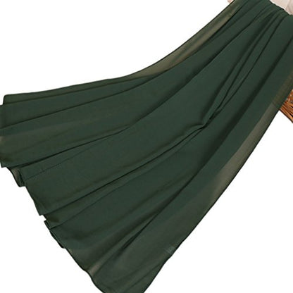 LMVERNA Solid Color Bubble Chiffon Scarf for Women Fashion Soft Hijab Long Scarfs Wrap Scarves - color: Dark Green