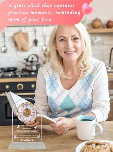 Mother in Law Gifts from Daughter Son, Mothers Day Glass Clock - color: Mother in Law Gifts