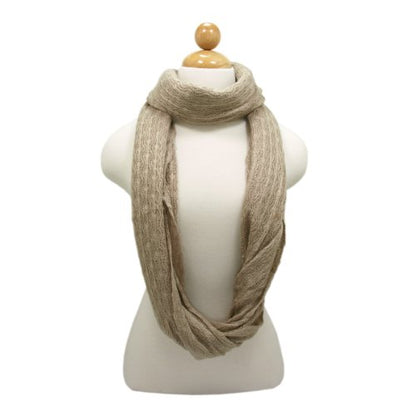 TrendsBlue Premium Solid Color Knit Infinity Circle Scarf - color: Beige