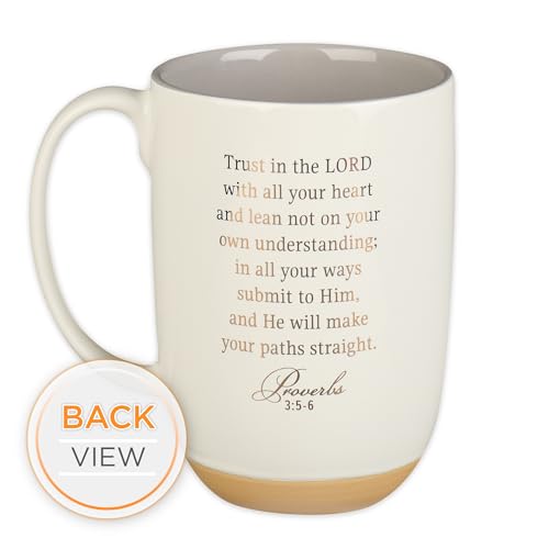 Christian Art Gifts White Clay Base Ceramic Coffee Mug: Trust in the Lord - color: White & Gray/Trust in the Lord, size: 15 Ounces