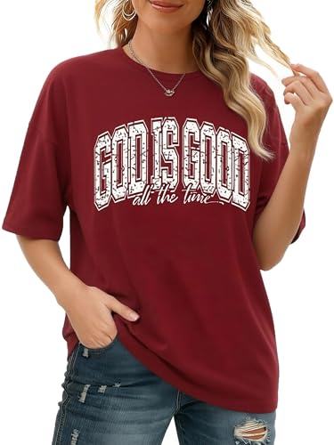 Christian Shirt for Women God is Good Shirts Womens Graphic Tshirts Jesus Shirt Bible Verse Inspirational Tee - color: Red, size: Small