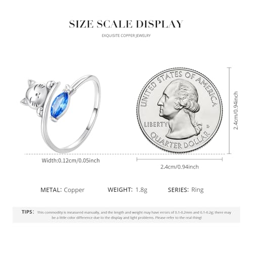 MUNDELL Blue Turtle Koi Fish Adjustable Ring Bird Animal Open Ring Seahorse Chameleon Wrap Finger Rings for Women Statement Ring - color: Sapphire Blue