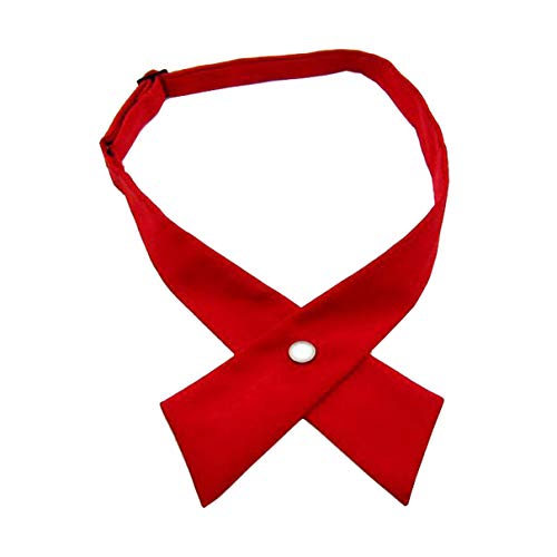 Tie for Men Women Adjustable Criss-Cross Bowtie School Uniform Pre Tied Bows for Girls Neck Tie Accessories bowtie03 - color: Red