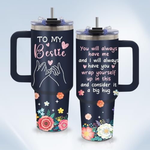 Christian Gifts for Women 40oz Tumbler - Insulated Travel Mug with Handle (Bestie, 40 Ounces) - color: Bestie
