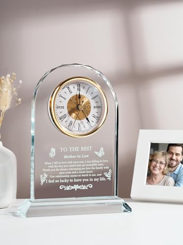 Mother in Law Gifts from Daughter Son, Mothers Day Glass Clock - color: Mother in Law Gifts