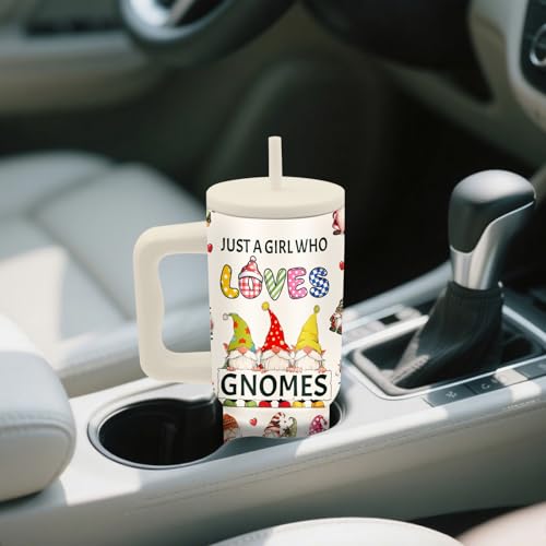 GNOMES Gift for Women, 24oz GNOMES Themed Tumbler with Handle & Straw - color: GNOMES1