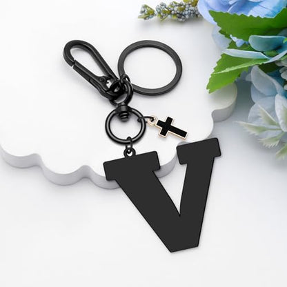 Dabihu Letter Keychain Christian Letter A-Z Alphabet Keyring for Backpack Handbag Alphabet Monogram Key Chain - color: V