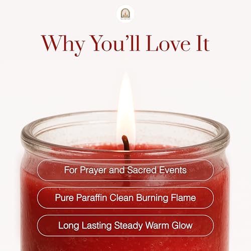 3pk Red Rojo 90hr | 7-Day Prayer Candles - Glass Jar Veladoras, Unscented Paraffin Wax | Love, Passion & Romance Novena - Catholic & Hispanic Church Altar, Memorial Vigil, Marriage Luck Gifts - color: Red
