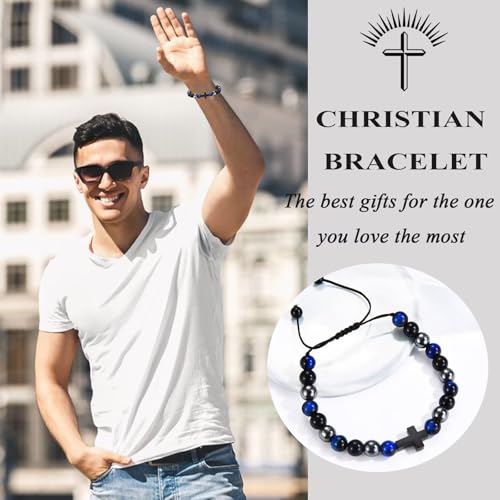 Teen Boy Gifts Cross Bracelet First Communion Baptism Confirmation Gifts for Boys Christian Jejus Jewelry for Teenage Easter Stuffers - style: Baptism Gift