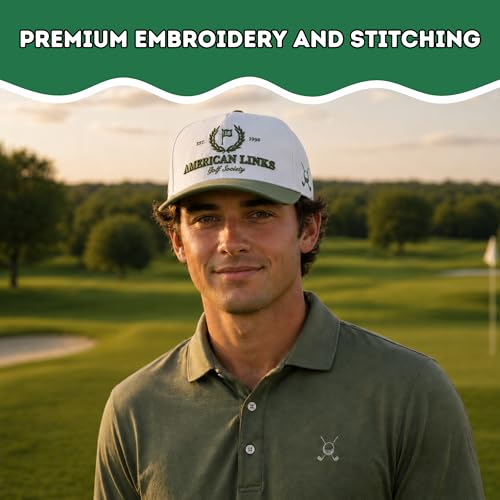 Trucker Hats for Men – Snapback Embroidered Design, Adjustable Fit – Funny Golf Hats, Fishing & Casual Wear - color: American Links