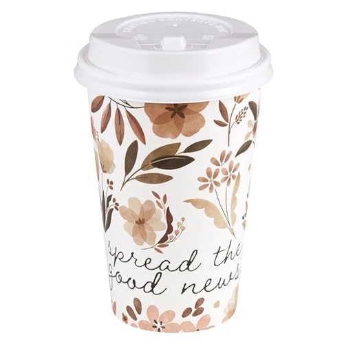 Living Grace Disposable Coffee Cup with Lid - 12-Ounce Hot Beverage Cups, 25-Count, Spread the Good News - color: Spread Good News