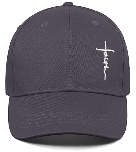 Christian Jesus Hats for Men & Women - Cross Logo Faith Baseball Caps - Ideal Religious Gifts for Thanksgiving and Christmas - color: Charcoal Grey