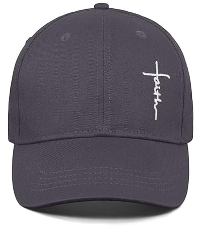 Christian Jesus Hats for Men & Women - Cross Logo Faith Baseball Caps - Ideal Religious Gifts for Thanksgiving and Christmas - color: Charcoal Grey