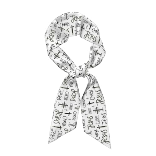 Christian Jesus Cross Scarf For Women, Multi‑purpose Ribbon, Neck Hair Handbag Accessory Versatile Bandana - color: Jesus Christian Cross 6