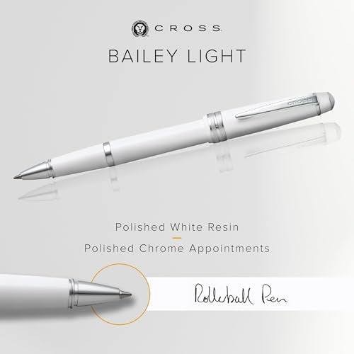 Cross Bailey Light Rollerball Pen, Polished White, Medium Point, Black Ink - color: Polished White