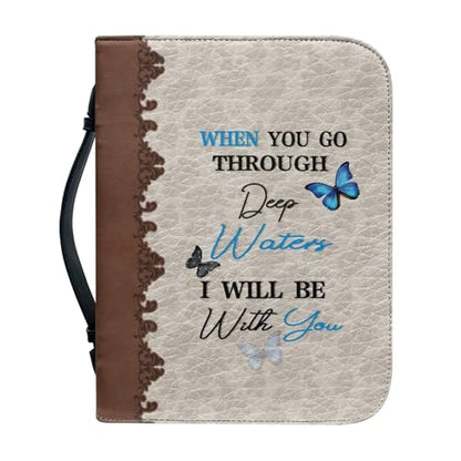 Butterfly Letters Womens Bible Covers Lightweight PU Bible Bag with Built-in Pocket & Pen Slots Bible Holder Case Book Cover Protector Scripture Church Bag Christian Gifts - color: Butterfly Letters, size: 2XL