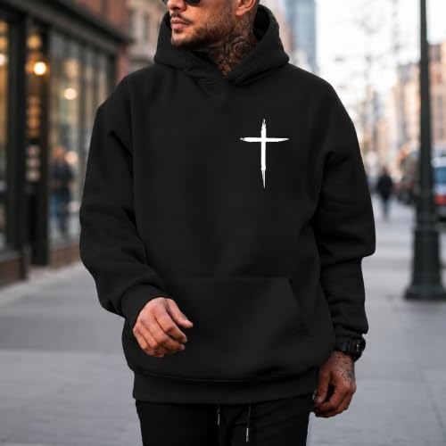 Christian Hoodies for Men God Jesus Cross Faith Religious Christ Hoodie - color: Black, size: X-Large