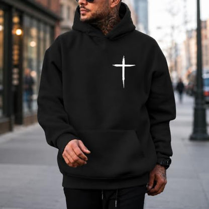 Christian Hoodies for Men God Jesus Cross Faith Religious Christ Hoodie - color: Black, size: Large