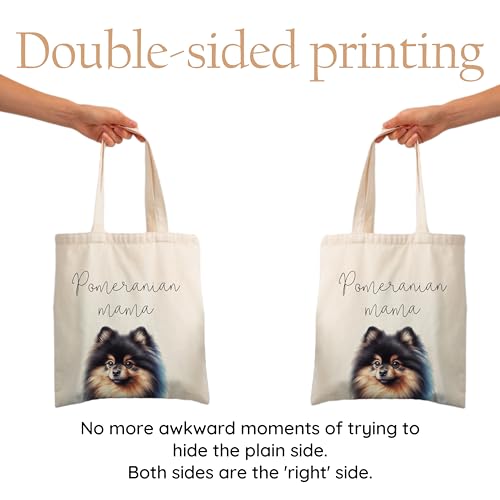 Dog Mom Canvas Tote Bag for Women, Reusable Cotton Shoulder Bag, Dog Lover Gift, Mother’s Day Pet Mom Shopping Tote - color: Pomeranian