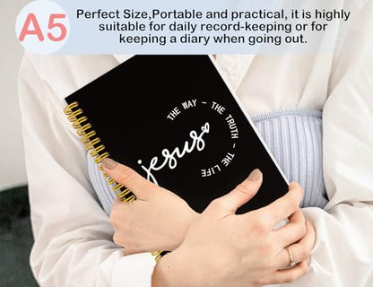 Black Jesus Notebook Journal,Christian Bible Study Prayer Journal Notebook,Christian Jesus the Way the Truth the Life Hardcover Spiral Notebooks Journaling,5.5x8.3 Inch - color: Jesus-3 Cream color