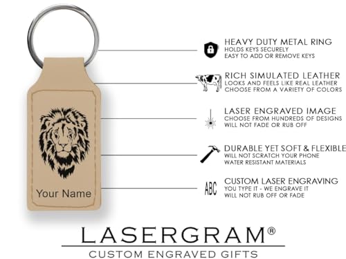 LaserGram Rectangle Keychain, Christian Cross, Personalized Engraving Included - color: Beige