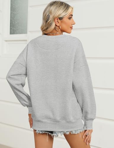 Micoson Women's Oversized USA Graphic Letter Print Sweatshirts Crewneck Patriotic Fleece Pullover Tops Winter Sweater - color: Gray White Red Tree, size: X-Large