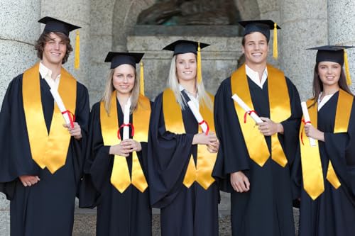 MyGradDay Plain Graduation Stole Colorful Stole for Adult Length 60",Rich in Color - color: Gold