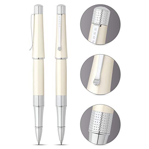 Cross Beverly Refillable Gel Ink Rollerball Pen, Medium Rollerball, Includes Premium Gift Box - Pearlescent White Lacquer - color: White, style: Rollerball Pen