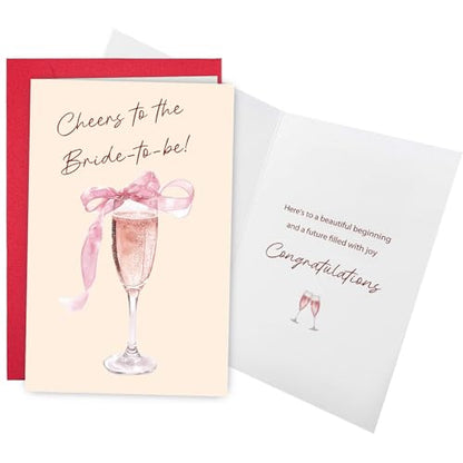 Ogeby Bridal Shower Card for Bride To Be, Funny Engagement Card for Her, Wedding Congratulations Cards Gift, Cheer To The Bride-to-be - color: #647