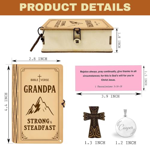 Grandpa Bible Verse Box, Personalized Name Keychain, 150 Color Coded Scripture Cards, Christian Gift for Grandpa, Gift Father's Day - color: Grandpa Bible