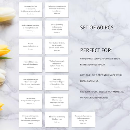 Bible Verse Cards, 60 Scripture Cards with Bible Verses - color: White
