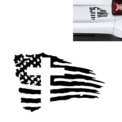 American Flag Sticker with Cross, Vinyl Christian Jesus Christ Decal for Car Windows, Bodies, Trucks, Laptops & Refrigerators, Waterproof Personalized Sticker (Black) - color: Black
