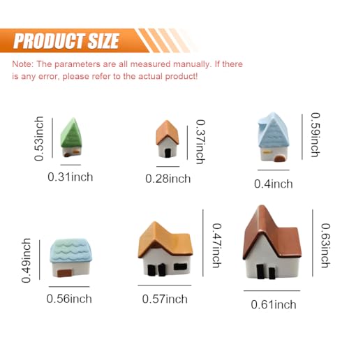 Craedli 6PCS Mini Resin House Car Dashboard Decorations, Village Ornaments - size: 6PCS