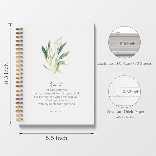 Poecinvi Christian Notebook Journal for Women, Isaiah 41:10 Fear Not Bible Verse Floral Notebook, Prayer Journal Faith Based Gift for Women, Spiral Notebook 5.5x8.3 Inch - color: Isaiah 41:10