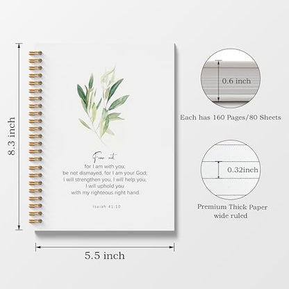 Poecinvi Christian Notebook Journal for Women, Isaiah 41:10 Fear Not Bible Verse Floral Notebook, Prayer Journal Faith Based Gift for Women, Spiral Notebook 5.5x8.3 Inch - color: Isaiah 41:10