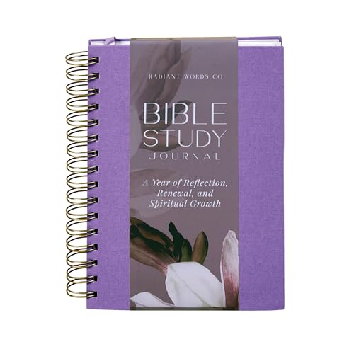 Bible Study Journal – A Year of Reflection, Renewal & Spiritual Growth | 365-Day Guided Scripture Study, Prayer Tracker & Weekly Reflection Prompts | A5 Spiral, Minimalist & Elegant Design - color: Light Purple