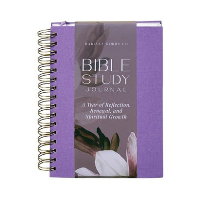 Bible Study Journal – A Year of Reflection, Renewal & Spiritual Growth | 365-Day Guided Scripture Study, Prayer Tracker & Weekly Reflection Prompts | A5 Spiral, Minimalist & Elegant Design - color: Light Purple