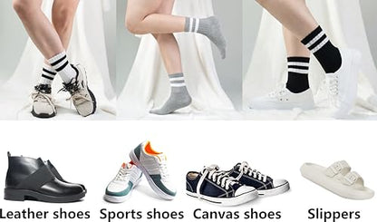 BomKinta Womens Striped Crew Socks Retro Above Ankle Cotton Sock Size 5-10 - color: 6 Pairs-2 Black 2 White 2 Grey