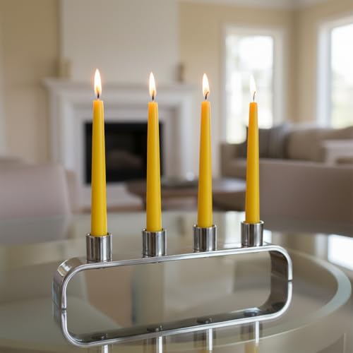 4 Pack Yellow Taper Candles丨Taper Candles 10 Inch Dripless丨Unscented & Smokeless Candlesticks Bulk丨7-8 Hours Long Burning Tall Candles丨Ideal for Christmas Weddings Parties Dinner - color: Yellow, size: 4 Pack Taper Candle