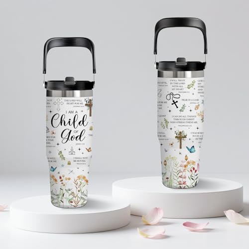 30oz Christian Tumbler with Handle, Stainless Steel Insulated Tumbler(1pc) - color: God2