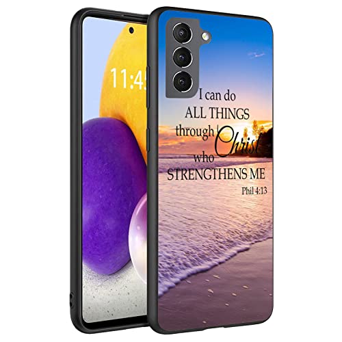 Compatible with Samsung S23 Case, Ultra-Thin Drop-Proof Soft and Smooth Liquid Silicone Phone Case, Suitable for Samsung Galaxy S23 Case 6.1 inch, Quotes Bible Verse Philippians 4-13 - color: HTT-H1-S23 014