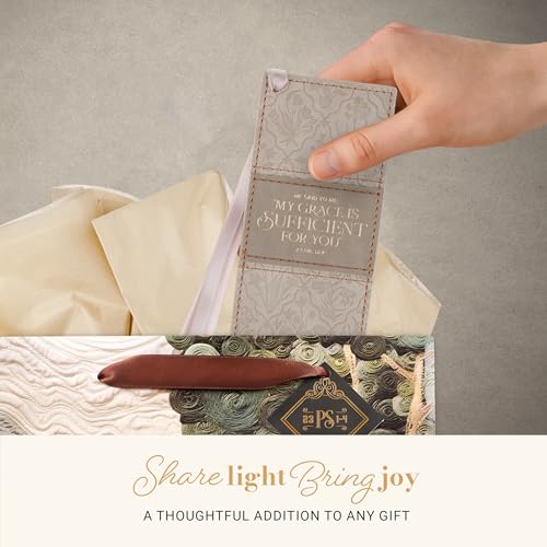 Christian Art Gifts Faux Leather Bookmark for Women: Grace is Sufficient - color: Creamy Taupe Floral/Grace is Sufficient