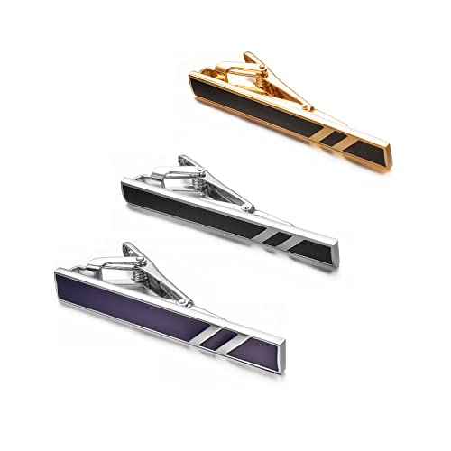3Pcs Skinny Tie Clip Set Fancy Tie Clips For Men Unique - color: Skinny 3 Colors Set
