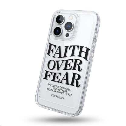 Bible Phone Case Faith Over Fear Christian Bible Verse Psalms 118:6- TPU Frame Full-Body Protective Cover for iPhone 17/16/15/14/13 Pro Max, Pro, Plus - IP 15 PRO MAX Clear - color: Clear, size: iPhone 15 Pro Max