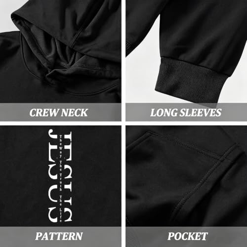 Boys Christian Jesus Hoodie Kids Faith Bible Verse Sweatshirt - color: Black, size: 7-8 Years