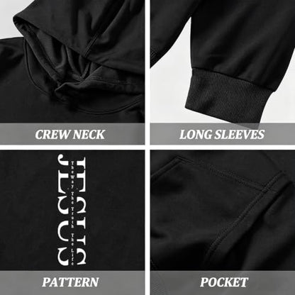 Boys Christian Jesus Hoodie Kids Faith Bible Verse Sweatshirt - color: Black, size: 13-14 Years